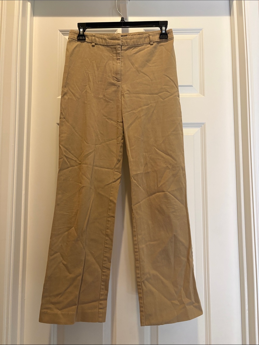 Ann Taylor Women's Khaki Straight-Leg Chinos - Tan-98% cotton, 2% spandex